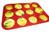 Keliwa 12 Cup Silicone Muffin and Cupcake Baking Pan  Non - Stick  Dishwasher - Microwave Safe   21 FREE RECIPES