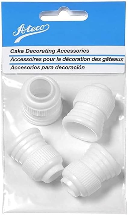 Ateco Standard Plastic Couplers, for Use Cake Decorating Tubes and Bags, Set of 4, 4 Count, White