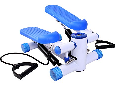 Gymax Fitness Twister Stepper w/ Resistance Bands, Cardio Air Climber Stepper Stair Step Machine