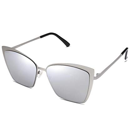 SOJOS Cateye Sunglasses for Women Fashion Mirrored Lens Metal Frame SJ1086