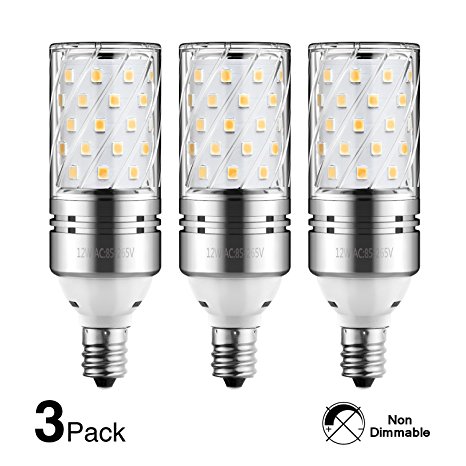 HzSane LED Corn Bulbs, 12W Warm White 3000K LED Bulbs, 100 Watt Incandescent Bulbs Equivalent, E12 Base, 1200 Lumens LED Lights, Cylinder bulbs, 3 Pack