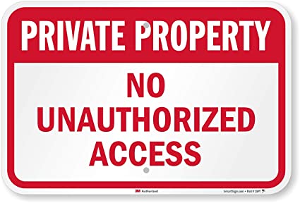 SmartSign 3M Diamond Grade Reflective Aluminum Sign, Legend"Private Property No Unauthorized Access", 12" High X 18" Wide, Red on White