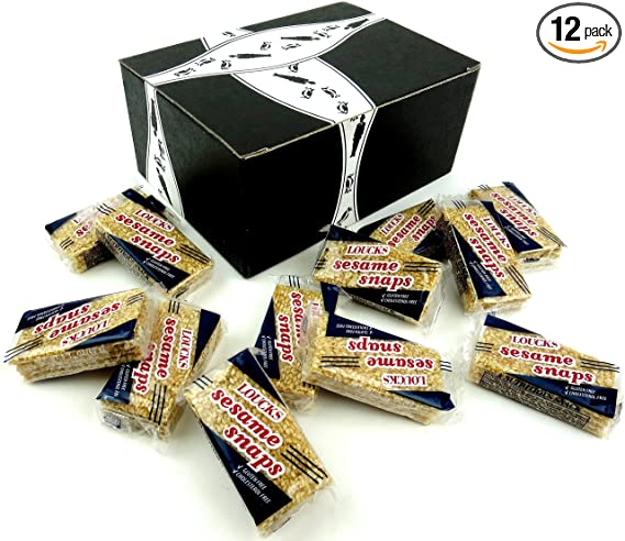 Loucks Sezme Sesame Snaps, 1.4 oz Packages in a BlackTie Box (Pack of 12)