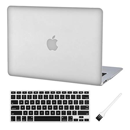 Laptop Hard Case MacBook Air 13 inch Case A1369 A1466 Matte Rubberized Case Sleeve(Older Modal: A1369 & A1466) with MacBook Air 13 Inch A1369 Silicon Keyboard Cover and Dush Brush (Crystal Clear)