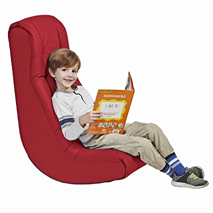 Soft Floor Rocker - Cushioned Ground Chair for Kids Teens and Adults - Great for Reading, Gaming, Meditating, TV - Red