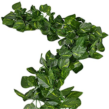 Unilove 156 feet Fake Foliage Garland Leaves Decoration Artificial Greenery Ivy Vine Plants for Home Decor Indoor Outdoors (Artificial Scindapsus Leaves)