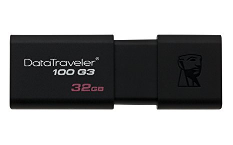 Kingston Digital 32GB DataTraveler 100 G3 USB 3.0 Flash Drive, 2 Pack (KW-U713202-8A)