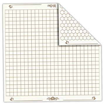 26" x 26" Role Playing Reversible Vinyl Gaming Mat: Melee Mat with 1” Squares and Hexes by Wiz Dice
