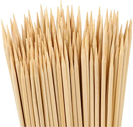 Easytle Natural Bamboo Skewers Sticks for BBQ, Appetizer, Vegetables, Cheese, Fruit, Corn and More Food, 200 Pcs (4 Inch)