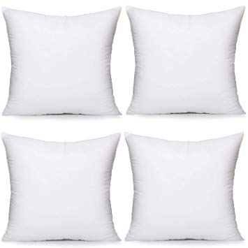 MoonRest - Pack of 4 - Synthetic Down Pillow Insert, Square Pillow Form, Sham Stuffing for Decorative Throw Pillow Covers, Sofa Couch Cushion and Bed - Set of Four 12“ X 12”