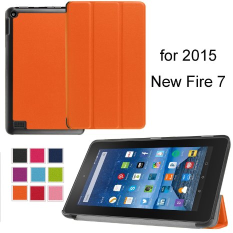 NEWSTYLE Fire 7 2015 Slim Shell Case - Ultra Lightweight Slim-shell Stand Cover For Amazon Fire 7 Tablet 5th Generation 2015 Release Only Orange