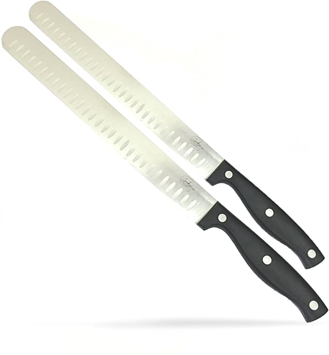 Professional 10" and 12" Meat Cutting Knife Set - the Ultimate 100% Steel Slicing Knifes - Slice Meat Like the Pros