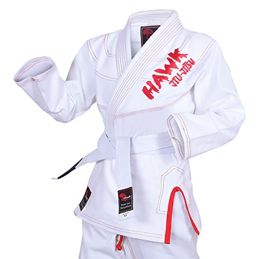 Hawk Kids Brazilian Jiu Jitsu Suit Youth Children BJJ GI Kimonos Boys & Girls BJJ Uniform Lightweight Preshrunk Pearl Weave Fabric, with Free White Belt, 1 Year Warranty!!!
