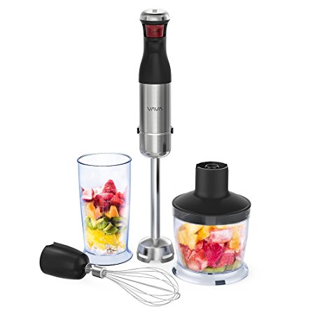 Immersion Blender, VAVA 3-in-1 Multifunctional Hand Blender, Handheld Mixer for Shakes and Smoothies (One Hand Operation, Gradual Speed Control, BPA Free, FDA Certification, Ergonomic Design)