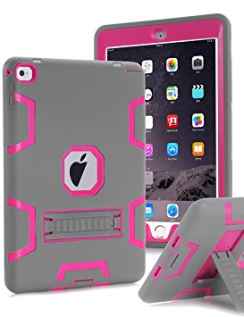 iPad Pro 9.7 inch Case, iPad Pro 9.7 Heavy Duty Case,TOPSKY [Kickstand Feature],Shock-Absorption / High Impact Resistant Armor Defender Case For iPad Pro 9.7 inch 2016 Release,with Stylus, Grey/Pink