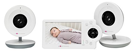 4.3" LCD Baby Monitor System w/ Two Digital Zoom Cameras - features Audio, Video and Built-in Monitor Stand, 800 ft Range, Infrared Night Vision and Temperature, Motion and Sound Detection Alerts