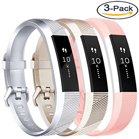 Vancle Replacement Bands with Metal Buckle for Fitbit Alta HR and Fitbit Alta, 3 PACK