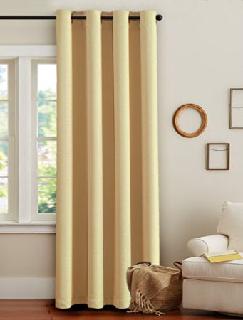 H.Versailtex Innovated Microfiber Thermal Insulated Blackout Window Curtains With Antique Grommet Top-52"W by 84"L-Solid in Wheat-Set of 1 Panel