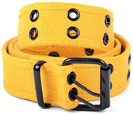 Casual Unisex Canvas Belt Double Hole Belt - Double Grommets Belt for Men and Women