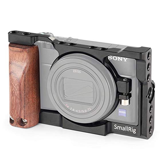 SMALLRIG RX100 Cage Kit Compatible with Sony RX100 VI (for Sony M6) Camera with Wooden Handle Handgrip – 2225