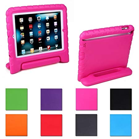 Aken Multi Function Child / Shock Proof Kids Cover Case with Stand / Handle for Apple iPad 2nd / 3rd / 4th Generation Tablet (iPad 2/3/4)(Rose)