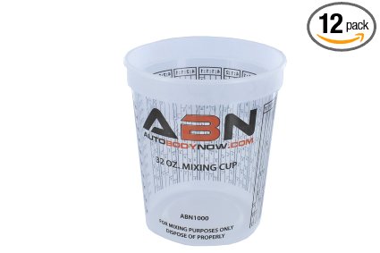 32 Ounce Paint Mix Cups - Calibrated Mixing Ratios on Side of Cup - 12 Pack