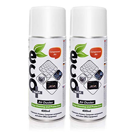 Air Duster Ecomoist (400ml) x2, Excellent for Keyboards, Printers, Computer Components and Other Office Equipment, Laptop Cleaner, PC Cleaning Kit (Pack Set of 2)