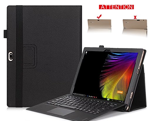 Lenovo IdeaPad Miix 700 Case, TopAce PU Leather Smart Case With Stand Function For Lenovo IdeaPad Miix 700 (Black)