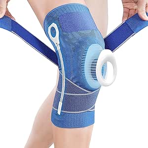 Achiou Knee Compression Sleeve for Knee Pain, Adjustable Knee Brace with Side Stabilizers & Patella Gel Pad, Knee Support Pad with Straps for Meniscus Tear, Running, Working Out, Men Women