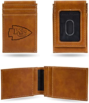 Rico Industries NFL Laser Engraved Front Pocket Wallet, Brown