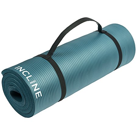 Incline Fitness Long Comfort Foam Yoga and Exercise Mat with Carrying Strap, Midnight Blue