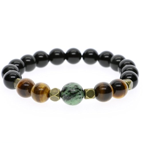 AmorWing Summer Trends Black Obsidian Tiger Eye Prayer Mala Bracelet