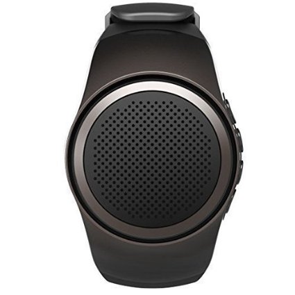 Lamyik Multifunctional Bluetooth Speaker Watch [ Convenient and Portable Sports Watch Design ] MP3 Music Player   Radio   Hands-free Calls   Self-timer, Color: Black