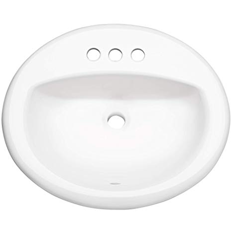 PROFLO PF20174WH 20-1/2" Self Rimming (Drop-In) Oval Bathroom Sink - 3 Holes Drilled