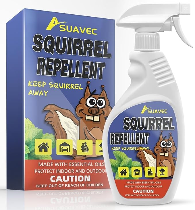 SUAVEC Squirrel Repellent Outdoor, Chipmunk Repellent Outdoor, Squirrels Repellent Spray for Garden, Squirrel Deterrent Mint, Outdoor Repellent Squirrels for Attic, Keep Squirrel Away-1 Bottle