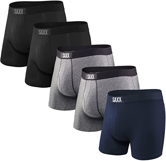 Saxx Men's Underwear - Ultra Super Soft Boxer Briefs with Fly and Built-in Pouch Support - Underwear for Men, Pack of 5