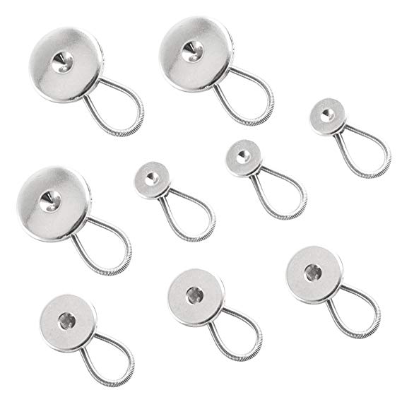 BINGONE Metal Collar Extenders Elastic Button for Coat Pants Dress Shirt Collars 9PCS (3xS,3xM,3xL)