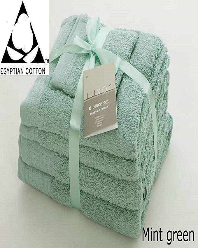 Viceroybedding Extra Absorbent Quick Dry Towels 100% Pure Egyptian Cotton 650gsm Bathroom Towel Bale Bundle Bath Fashions Collection Set MINT GREEN (3pc Set: Face + Hand + Bath Towel)