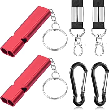 Michael Josh 2PCS Outdoor Loudest Emergency Survival Whistles with Carabiner and Lanyard for Camping Hiking Sports Dog Training