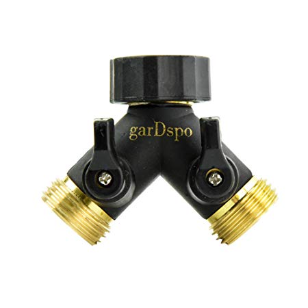 garDspo 2 Way Solid Brass Hose Splitter with Special Protective Rubber Coating