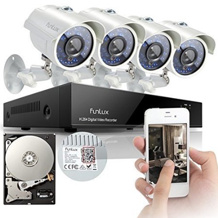 Funlux 8CH 960H QR Code Easy Setup Video Security Camera System 4 Outdoor Weatherproof 700TVL High Resolution DayNight IR-Cut Built-in CCTV Surveillance Cameras
