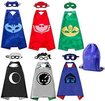 Kids Dress Up Costumes Cartoon Capes with Masks for Boys Girls 6-Pack