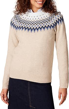 Amazon Essentials Women's Soft-Touch Crewneck Fair Isle Pattern Sweater