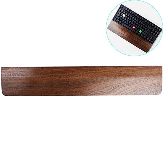 ZZ Lighting Creative Mechanical Keyboard Holder Solid Wooden Hand Pad, Wrist Pad, Palm Rest (Black Walnut, 104-Key)