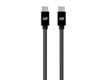 Monoprice Charge and Sync Type-C to Type-C Cable - 6 Feet - Black, USB 2.0, TPE Jacket, Up to 5A/100W, Fast Charging - Select Series