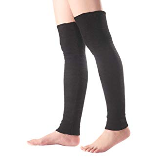 BAOBAO Long Footless Socks Soft Cashmere Knee High Leg Warmers for Sports Yoga