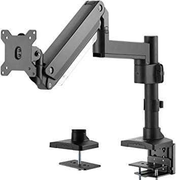 VIVO Premium Aluminum Single Screen Pneumatic Spring Monitor Arm, Desk Mount Stand with Extension Pole | Fits 1 Screen up to 32 inches (STAND-V101GT)