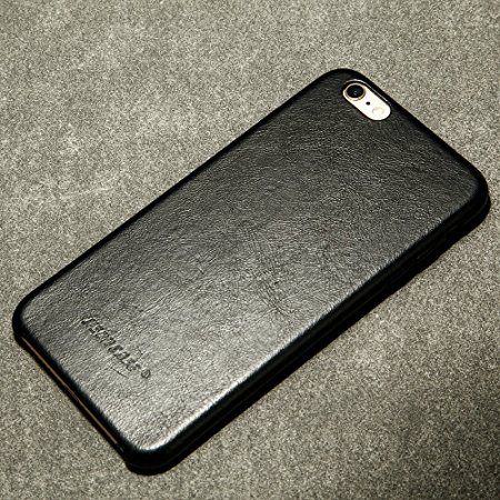 Jisoncase iPhone 6s Back Case Genuine Leather Case Slim Sleek Protective Case Snap on Back Cover for iPhone 6/6s Vintage Black JS-I6S-02A10