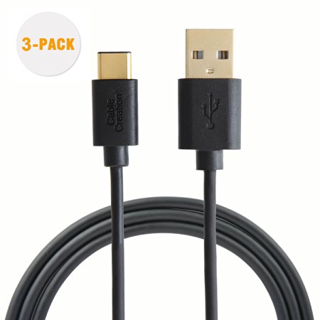 CableCreation (3-PACK) Type C (USB-C) to Standard USB 2.0 A Male Cable, USB 3.1 USB-C for Apple The Macbook, Chromebook Pixel and More, 4ft/1.2M Black [New Version 56K Ohm Resistance]