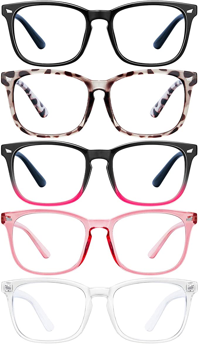 5 Pack Blue Light Blocking Glasses-FEIDU Reading Glasses Computer Eyeglasses Readers for Men Women
